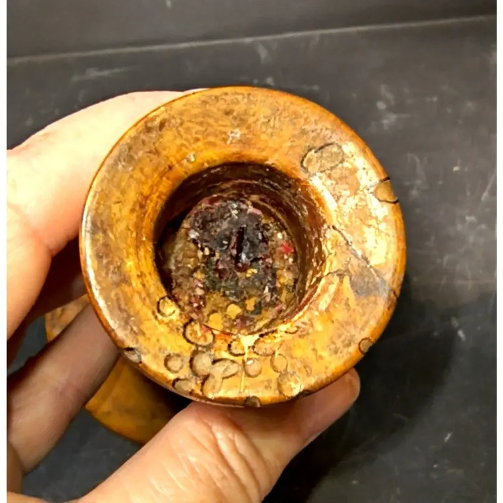 1995.  Burled Hand Turned Natural Wooden Candlestick Holder